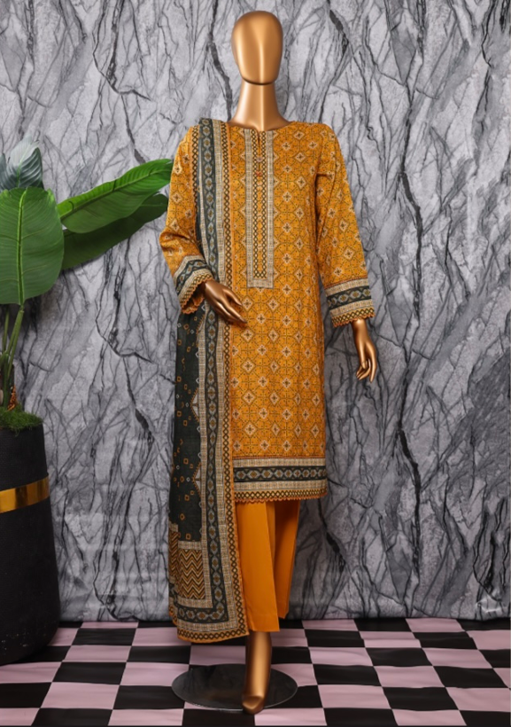 UNSTICHED PLATINUM KARANDI LAWN YELLOW
