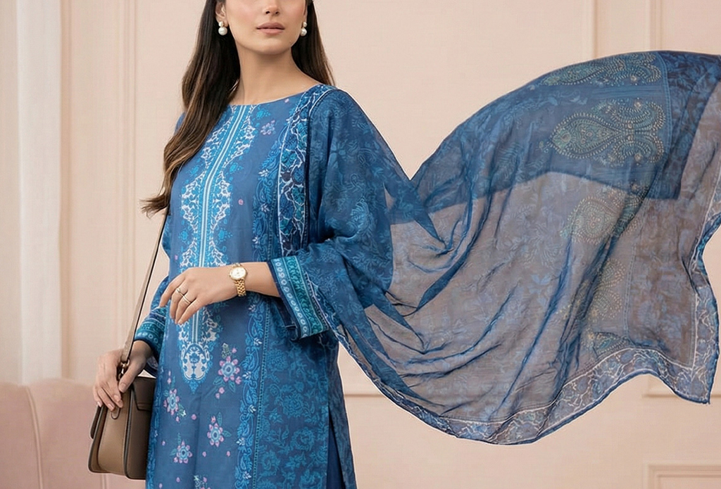 LAIRA PRINTED LAWN BY SALITEX BLUE