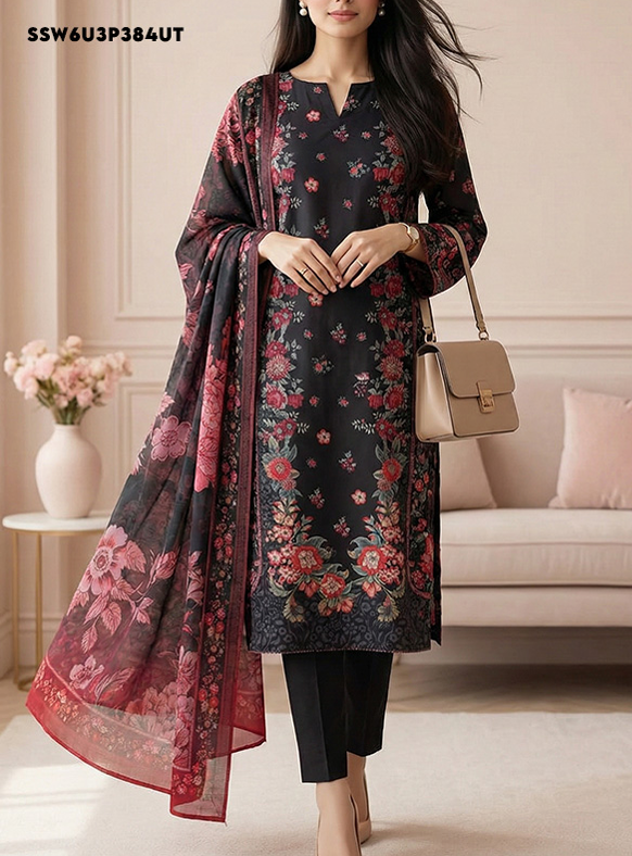LAIRA PRINTED LAWN BY SALITEX BLACK