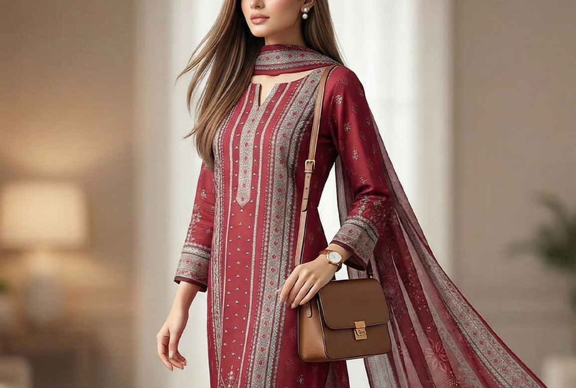 LAIRA PRINTED LAWN BY SALITEX RED