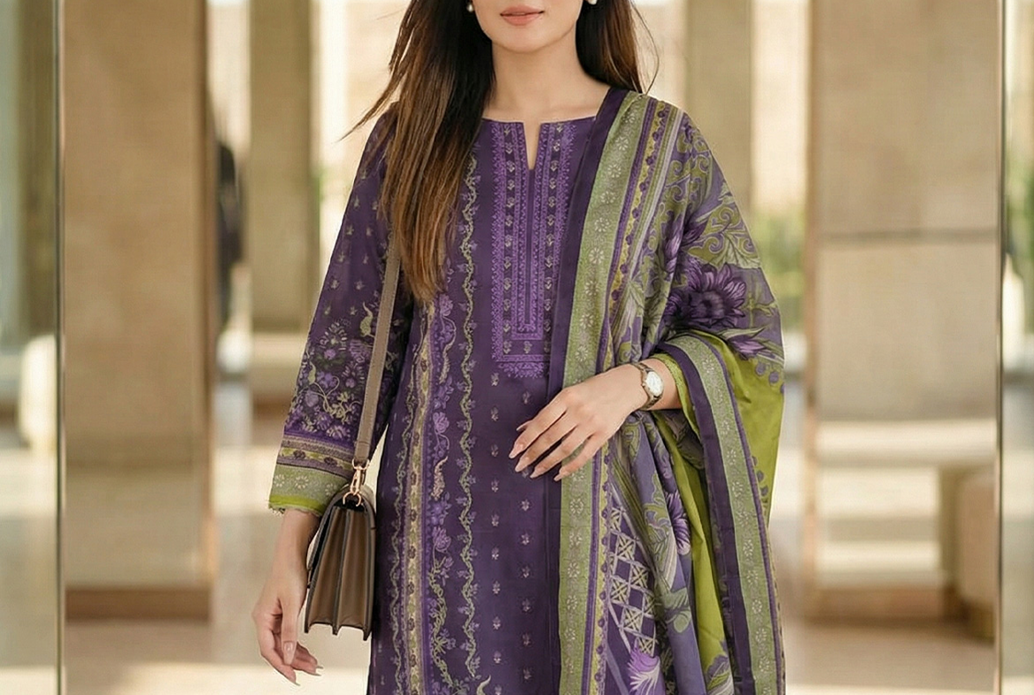 LAIRA PRINTED LAWN BY SALITEX PURPLE
