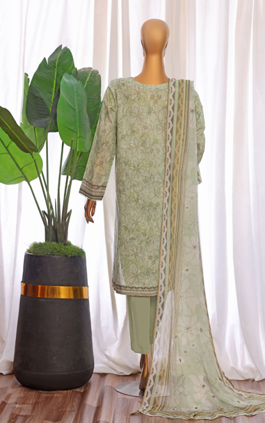 UNSTICHED HZ PREMIUM CHIKANKARI GREEN