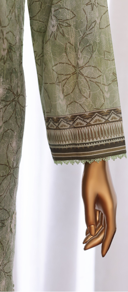 UNSTICHED HZ PREMIUM CHIKANKARI GREEN