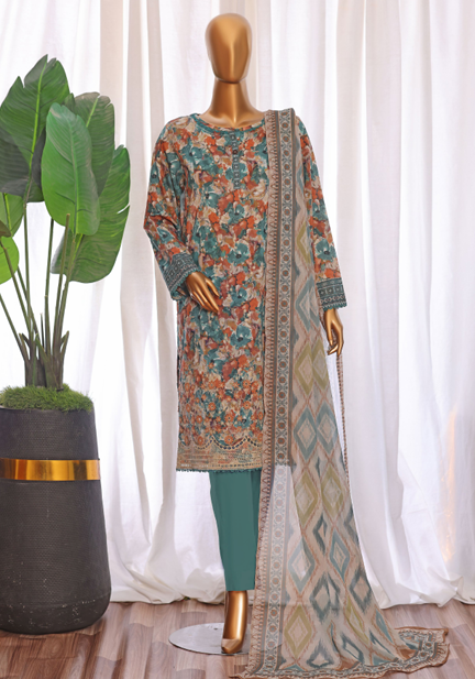 UNSTICHED HZ PREMIUM CHIKANKARI GREEN