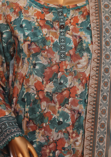 UNSTICHED HZ PREMIUM CHIKANKARI GREEN