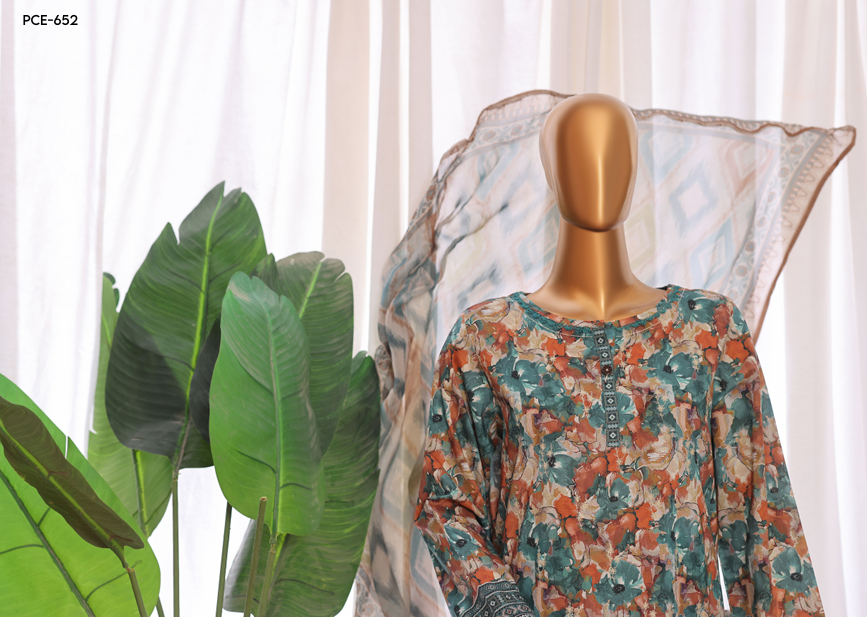 UNSTICHED HZ PREMIUM CHIKANKARI GREEN