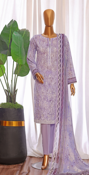 UNSTICHED HZ PREMIUM CHIKANKARI PURPLE