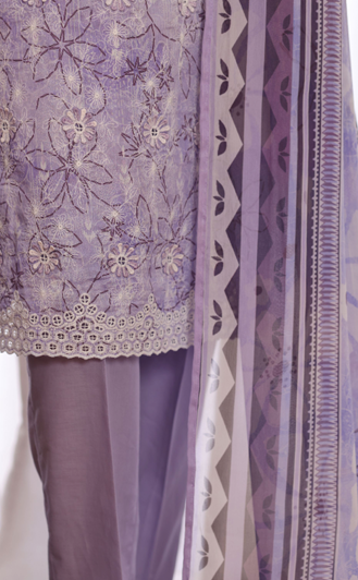 UNSTICHED HZ PREMIUM CHIKANKARI PURPLE