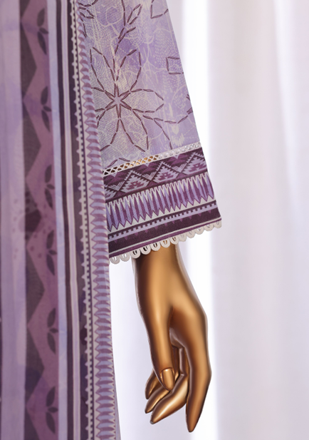 UNSTICHED HZ PREMIUM CHIKANKARI PURPLE