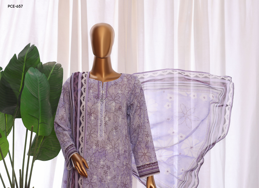 UNSTICHED HZ PREMIUM CHIKANKARI PURPLE