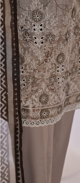 UNSTICHED HZ PREMIUM CHIKANKARI GREY