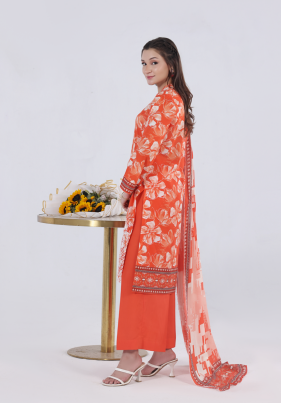 UNSTICHED NAKSH KARI BY MOOSAJEE ORANGE