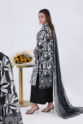 UNSTICHED NAKSH KARI BY MOOSAJEE BLACK