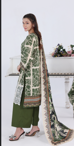 UNSTICHED NAKSH KARI BY MOOSAJEE GREEN