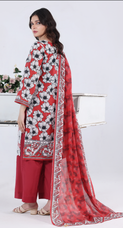 UNSTICHED NAKSH KARI BY MOOSAJEE RED