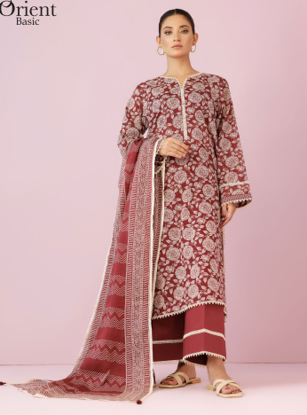 UNSTICHED ORIENT LAWN MAROON