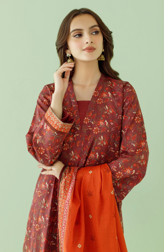 UNSTICHED ORIENT LAWN MAROON