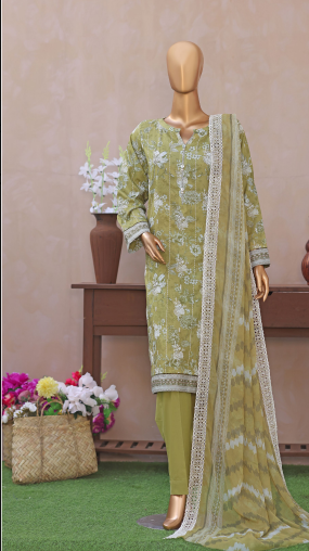 UNSTICHED DHAGAKARI GREEN
