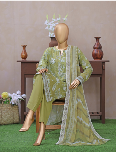 UNSTICHED DHAGAKARI GREEN