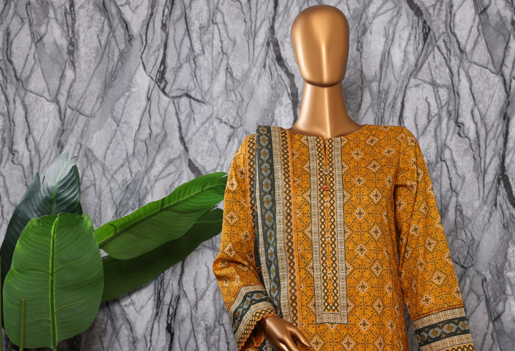 UNSTICHED PLATINUM KARANDI LAWN YELLOW