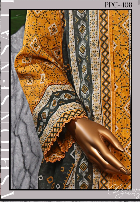 UNSTICHED PLATINUM KARANDI LAWN YELLOW